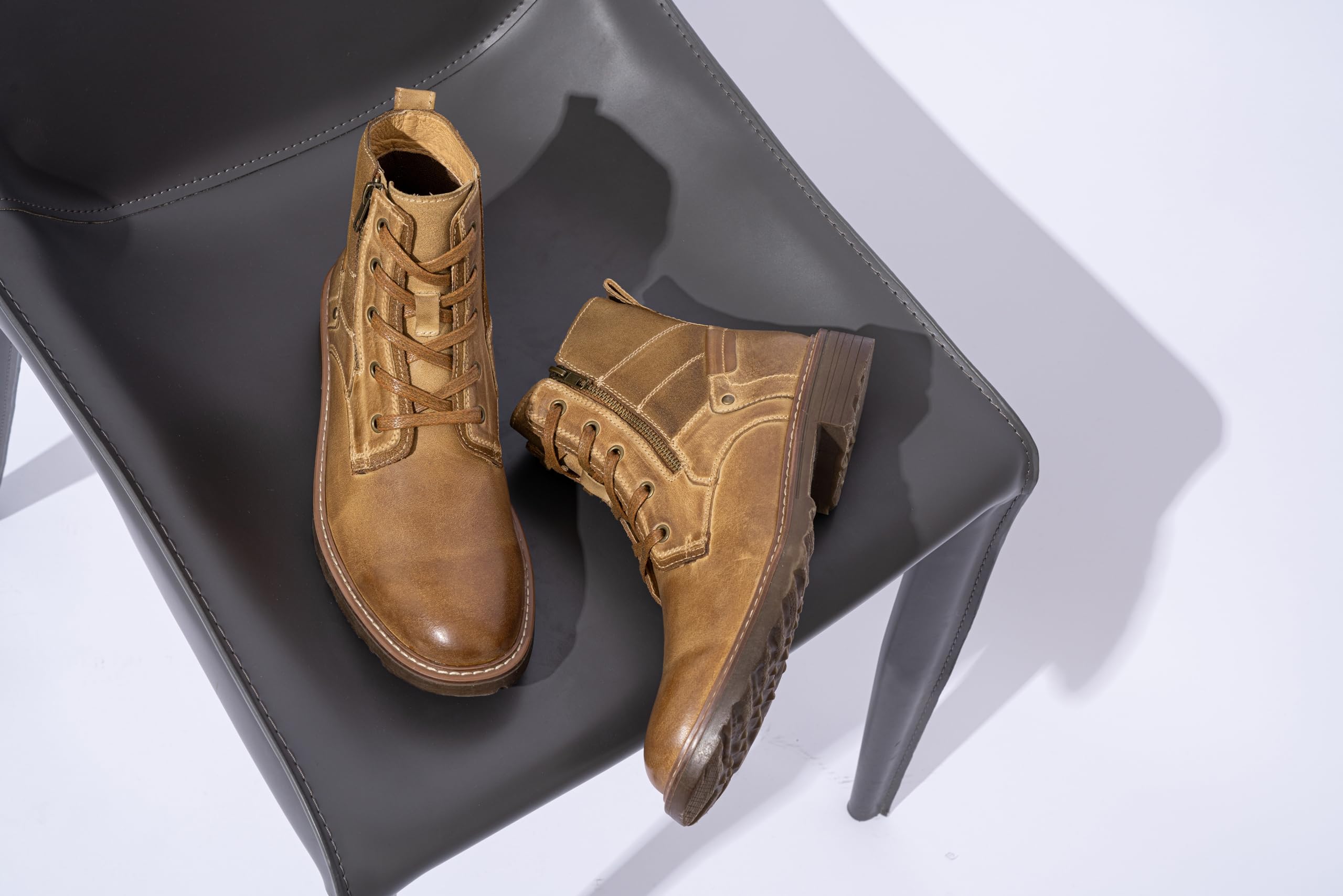 **Vostey Men's Waterproof Motorcycle Chukka Boots - Casual & Durable Leather Boots for Riding, Work & Outdoor Activities**