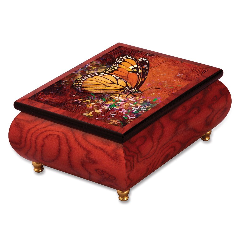 Jewels By Lux Artist Simon Bull Butterfly Music Box - Elegant Handcrafted Jewelry Box with Butterfly Design - Perfect for Gifts, Home Decor & Music Lovers
