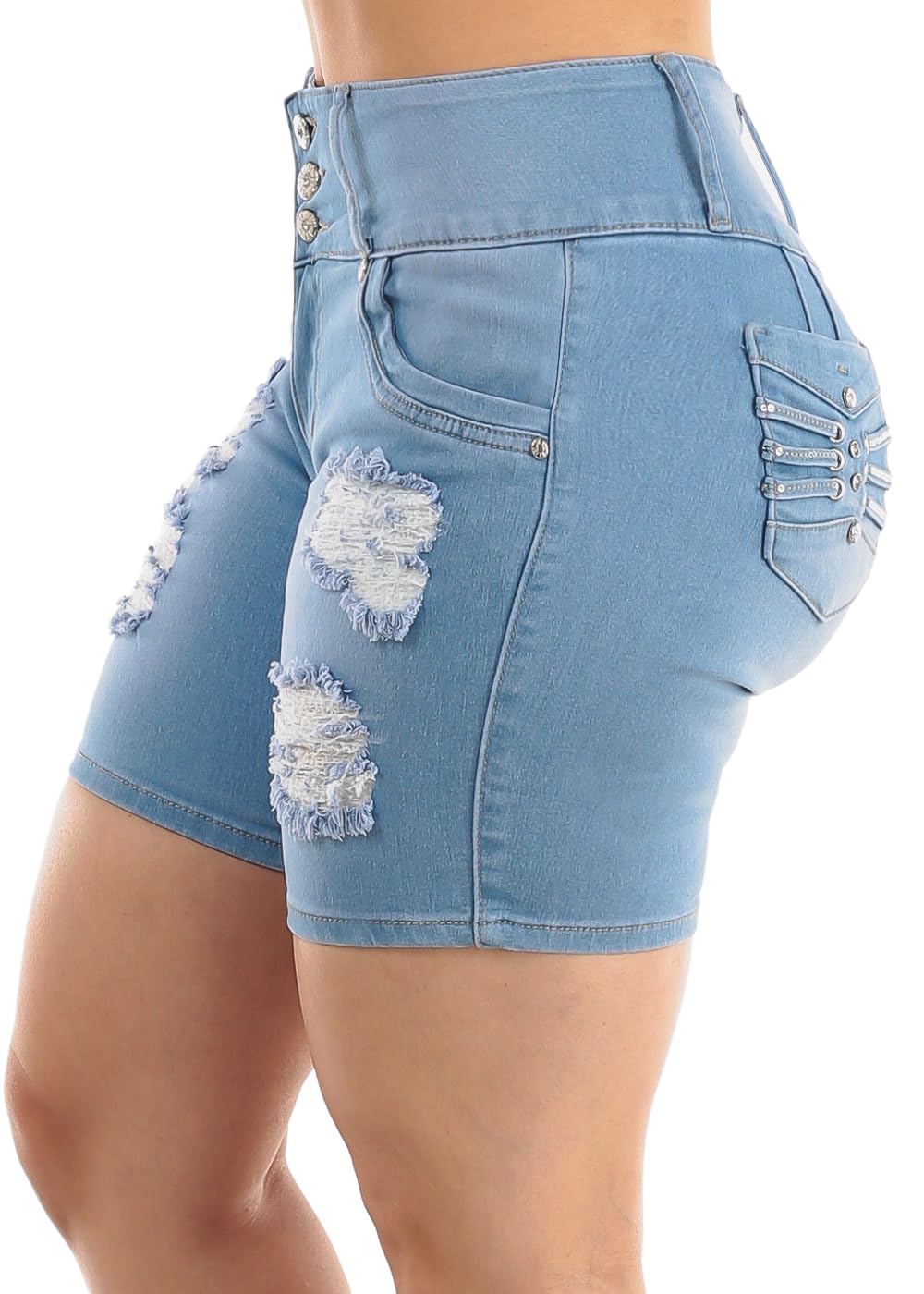 Women's Butt Lifting Bermuda Shorts - High Waist Stretch Denim Biker Shorts for Workout & Casual Wear | Perfect for Gym, Running, and Everyday Fashion