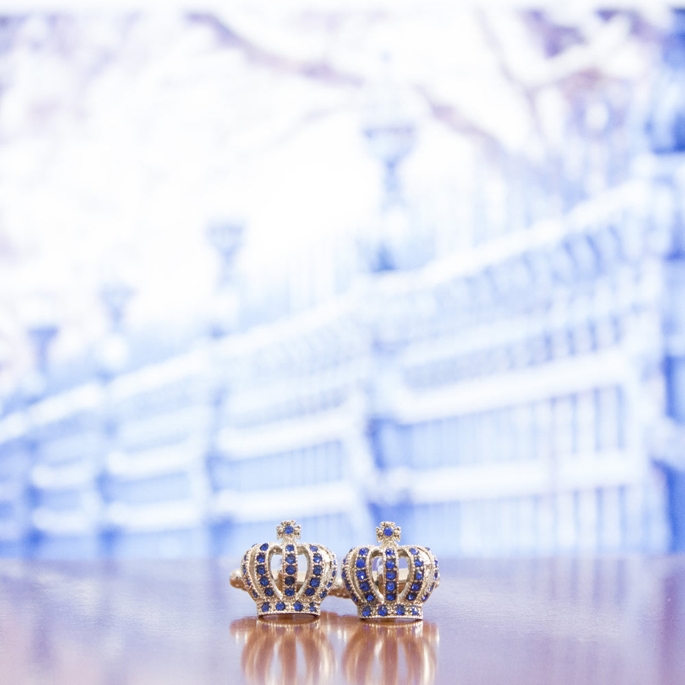 Luxury KingCuffs Diamond Crown Cufflinks for Men - Elegant Royal Jewelry for Weddings, Prom & Formal Events