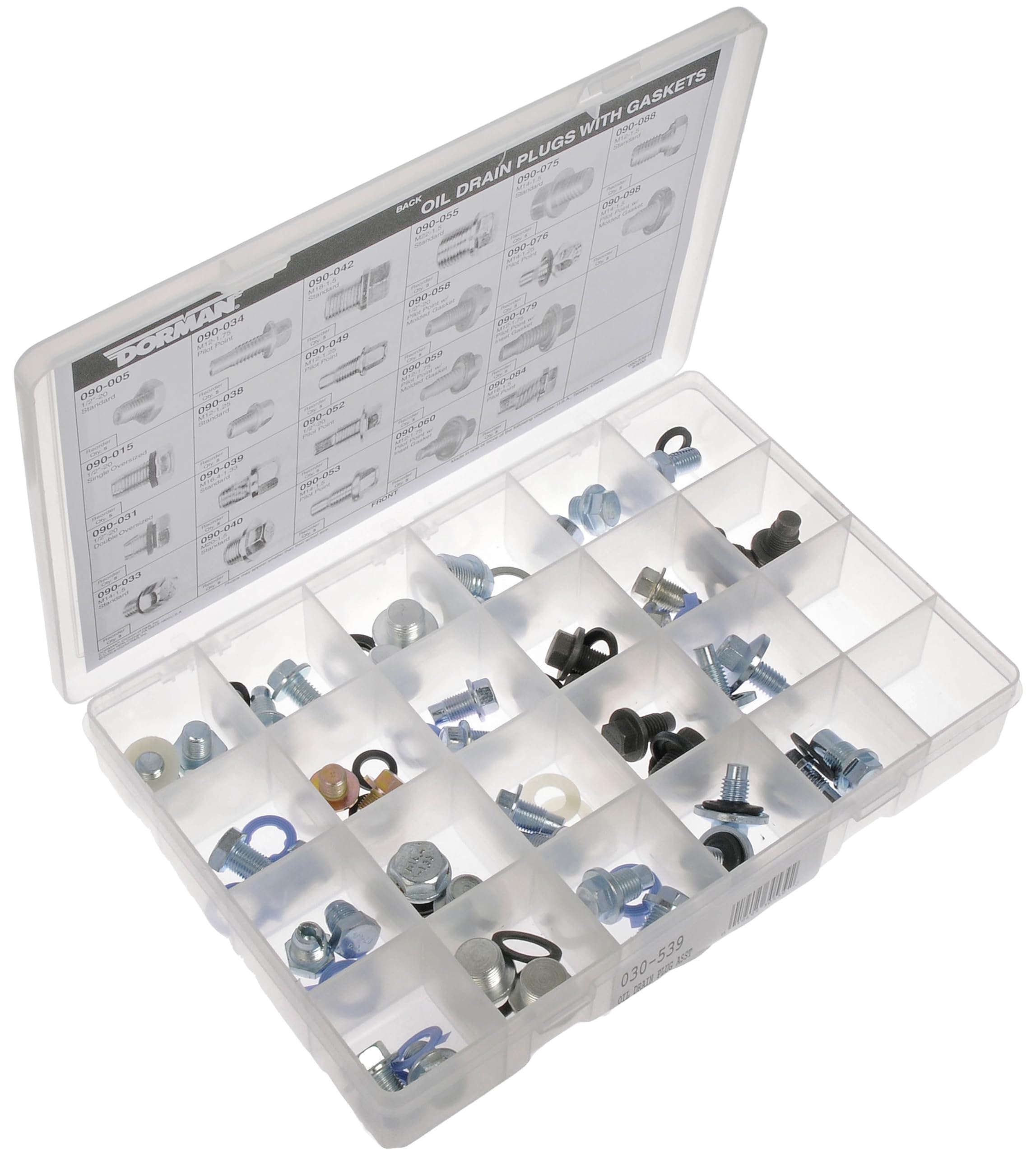 Dorman 030-539 Universal Oil Drain Plug Tech Tray Set - 44 Piece Automotive Drain Plug Kit with 22 SKUs - Fits Most Vehicles for Oil Changes & Maintenance