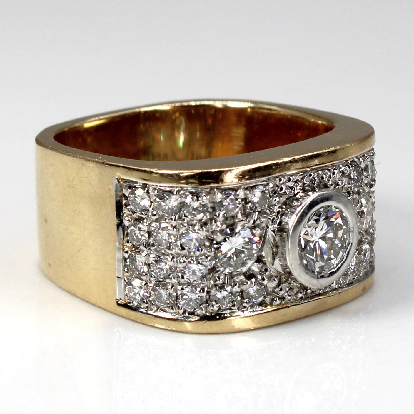 1.88ctw Bezel Diamond Wide Gold Ring - VS2 G/H Clarity - Size 8.75 - Elegant Wedding Band & Anniversary Gift for Women
