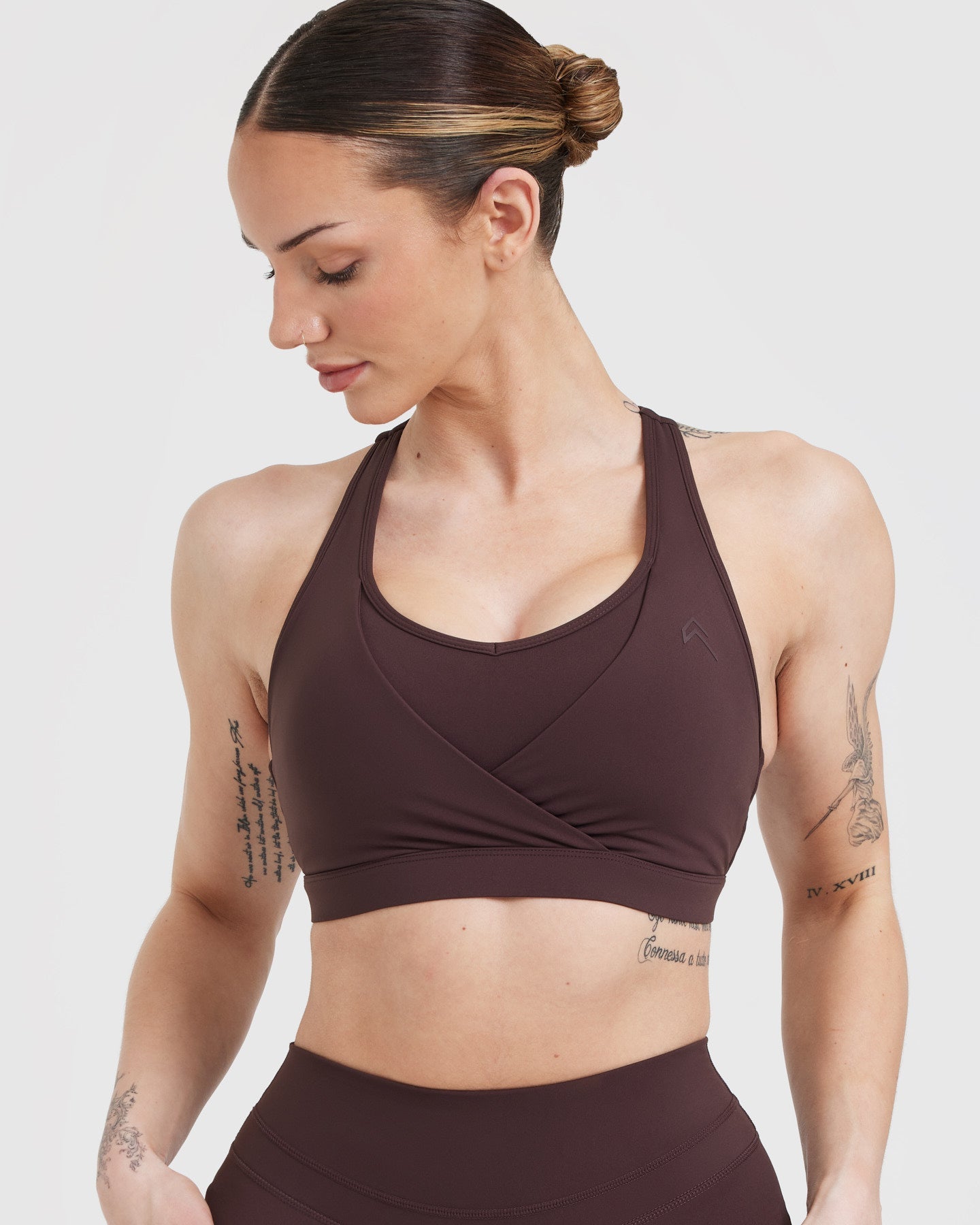 High-Performance Unified Layered Sports Bra for Women - Comfortable & Supportive Workout Top in Plum Brown | Ideal for Yoga, Running & Gym Training