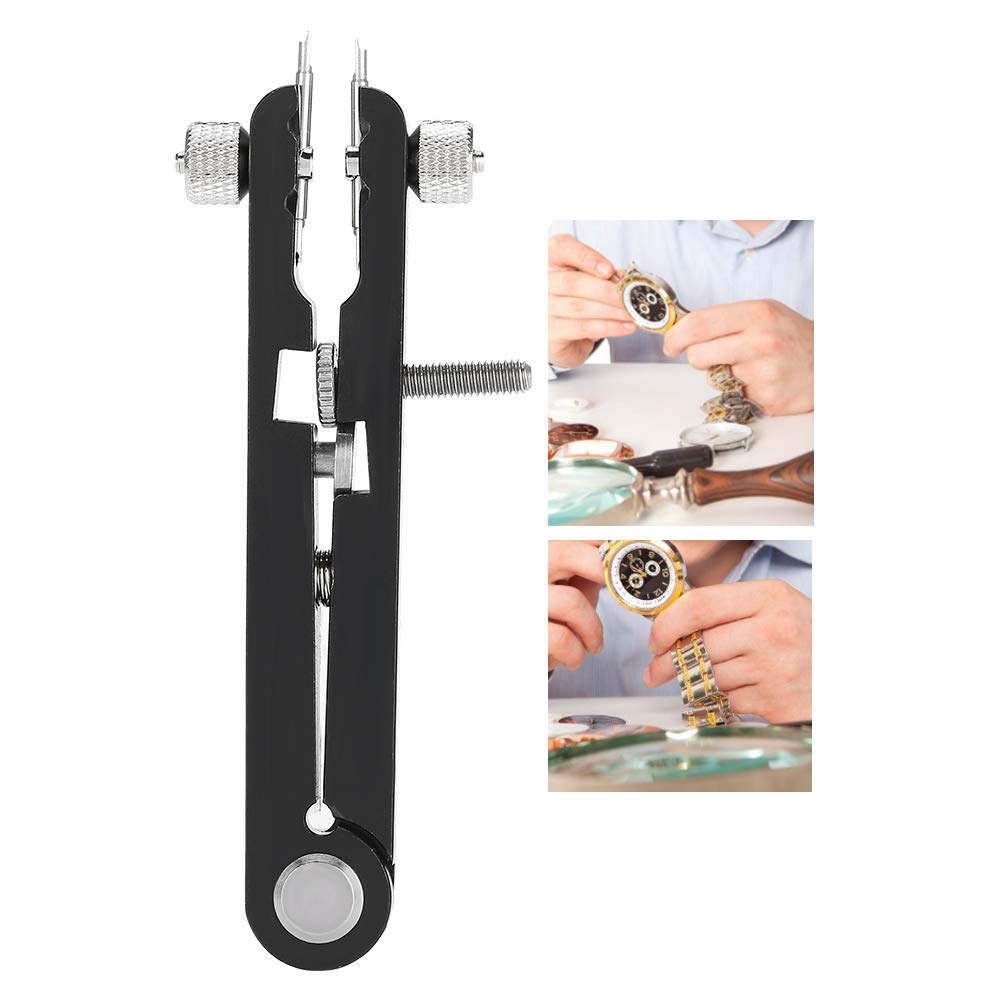 6825 Alloy V-Shaped Spring Bar Pliers - Professional Watch Band Remover & Adjuster Tool (Black 6-Pin) for Watch Repair, Bracelet Replacement & Jewelry Maintenance