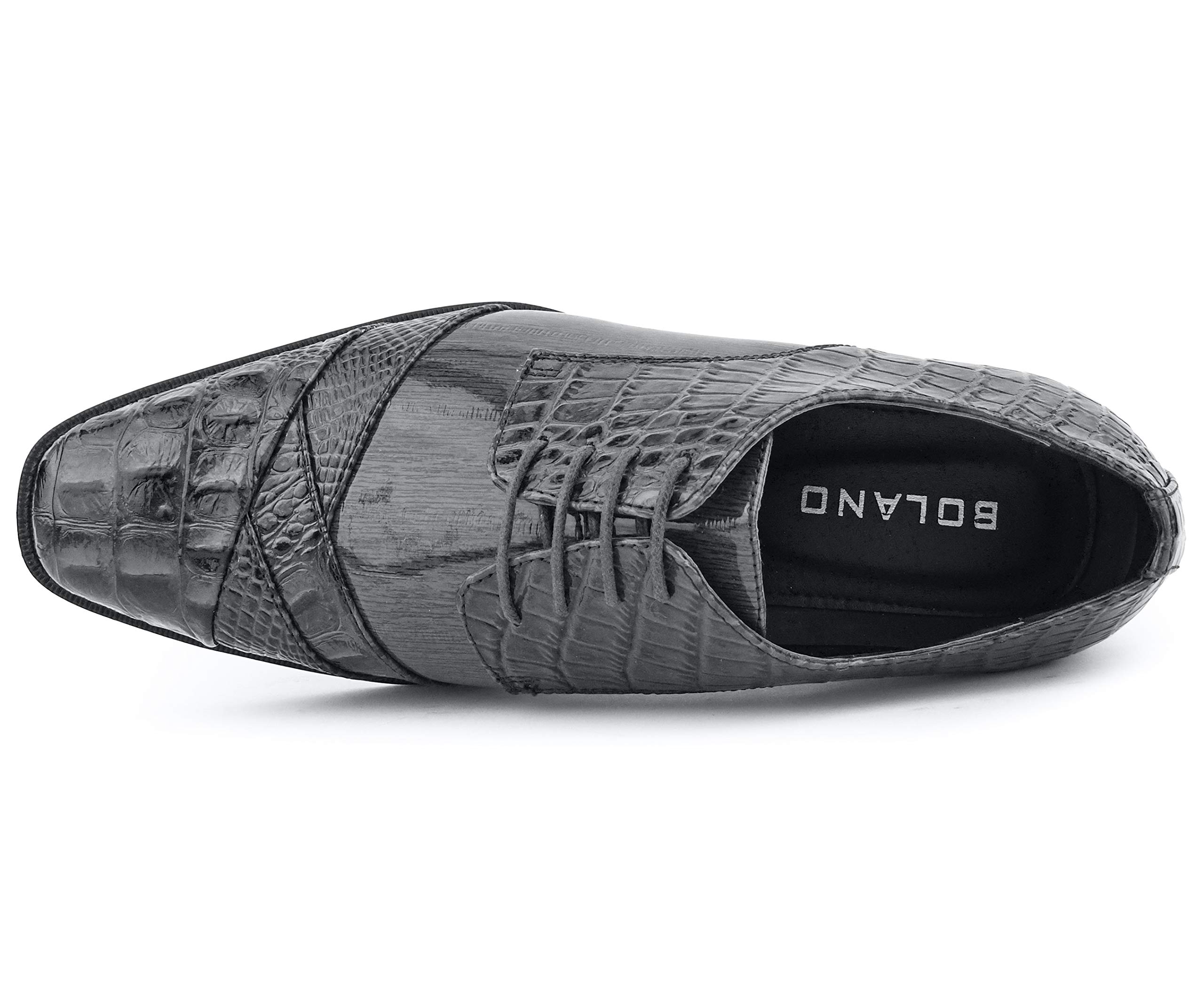 Bolano Bandit Men's Cap Toe Oxford Dress Shoes | Alligator Print Croc Folded Formal Shoes for Business & Weddings | Premium Leather Office & Party Footwear