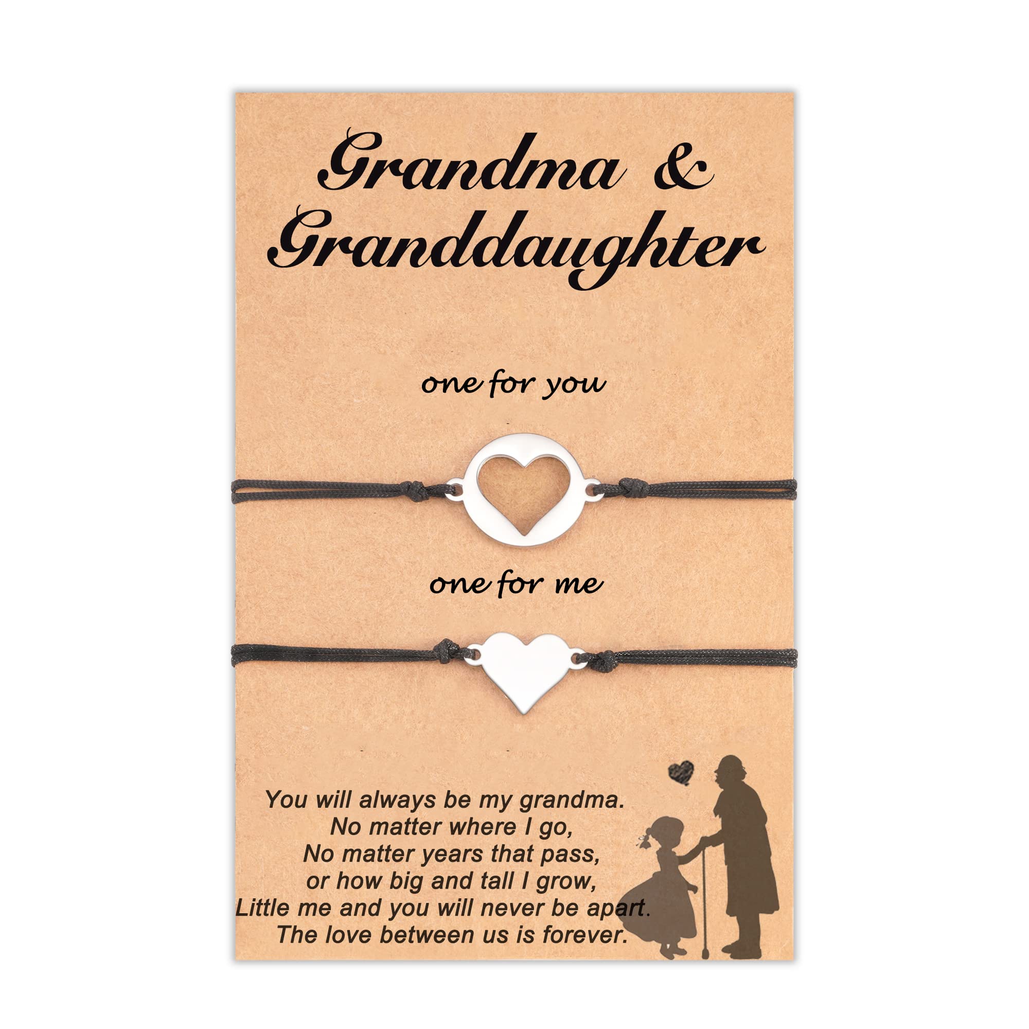 Tarsus Grandma & Nana Granddaughter Bracelets - Sterling Silver Engraved Christmas Jewelry Gifts for Women - Perfect for Mother's Day, Birthday & Family Reunion Gifts