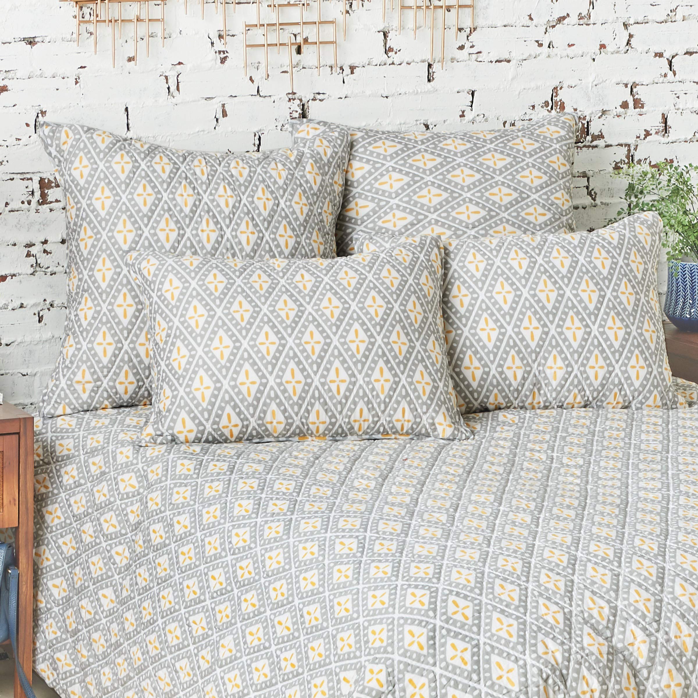 Carol & Frank Liam Ochre Twin Quilt Set - Soft & Cozy 100% Cotton Bedding for Twin Beds - Perfect for Kids Rooms, Guest Bedrooms & Dorm Decor