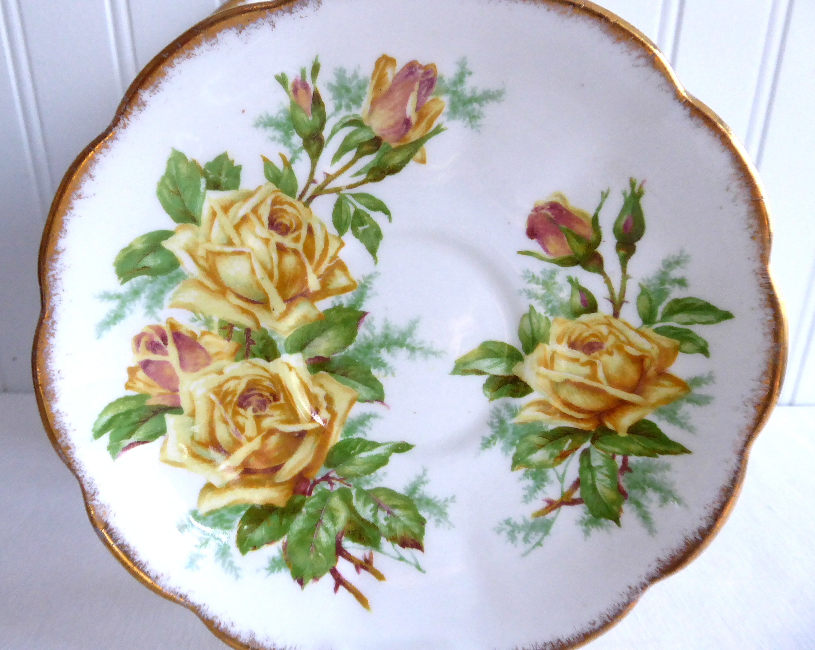 Vintage Royal Albert Tea Rose Trio Set - Yellow Roses English Bone China Teacups (1940s) | Elegant Afternoon Tea, Bridal Shower, Collectible Display