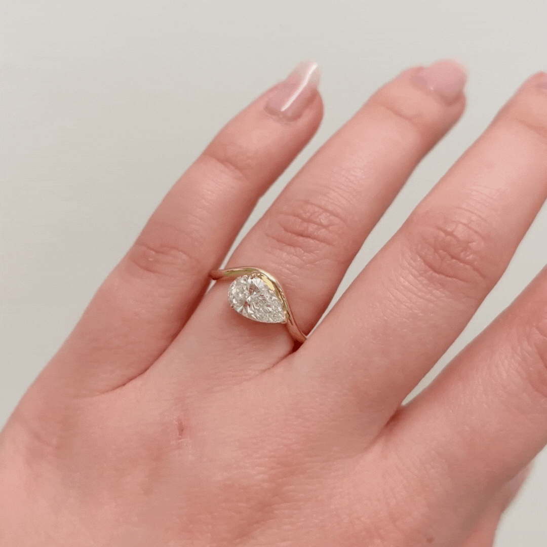 East West Pear Eye Ring - Dainty Gold Jewelry for Women, Trendy Stackable Ring for Everyday Wear, Perfect Gift for Her | Boho, Minimalist, Layering Style