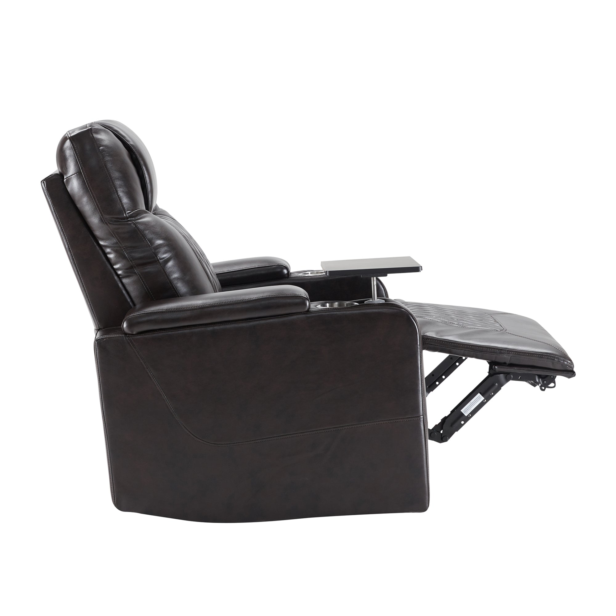 Power Motion Recliner Chair with USB Charging Port, Hidden Arm Storage, 2 Cup Holders & 360° Swivel Tray Table - Black - Perfect for Living Room, Home Theater & Office Relaxation