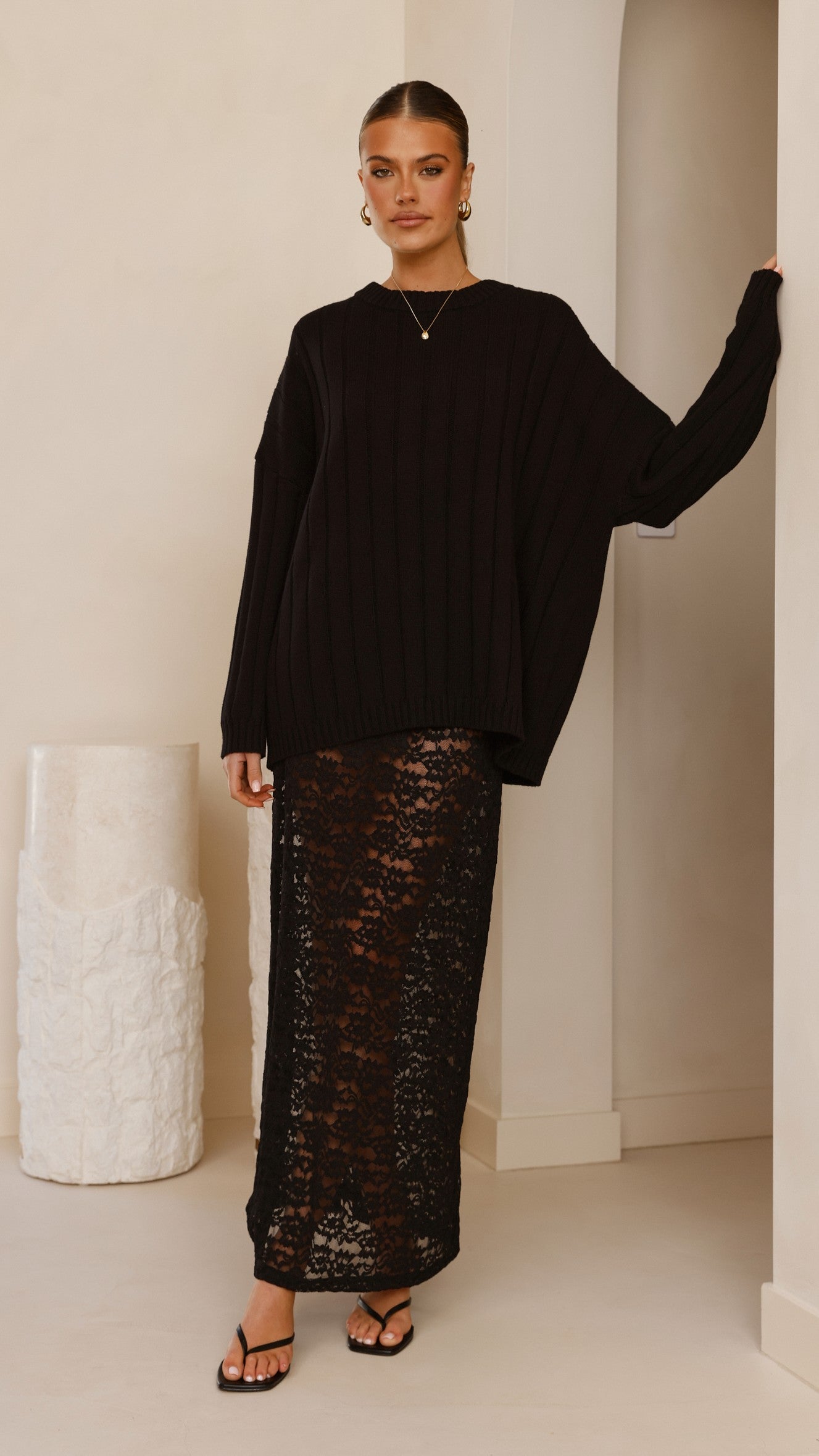 Harlene Black Lace Maxi Skirt for Women - Elegant Long Flowy Skirt for Parties, Weddings & Special Occasions