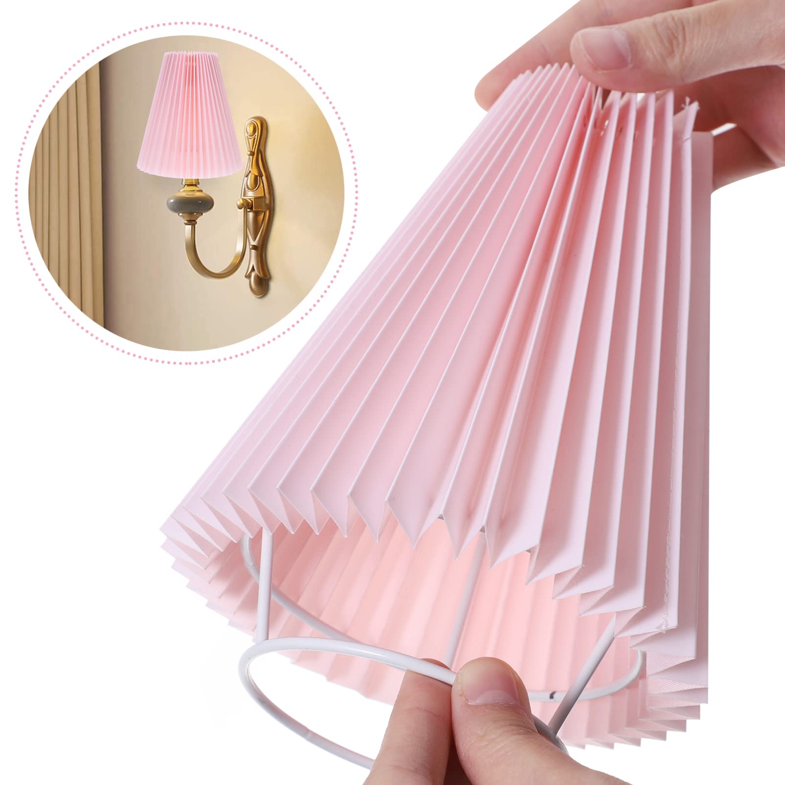 Pink Mushroom Pleated Lamp Shade - Handmade Fabric Lampshade for Bedside, Desk & Chandelier | Replacement Shade for Pendant Lights - Perfect for Nursery, Bedroom & Boho Home Decor