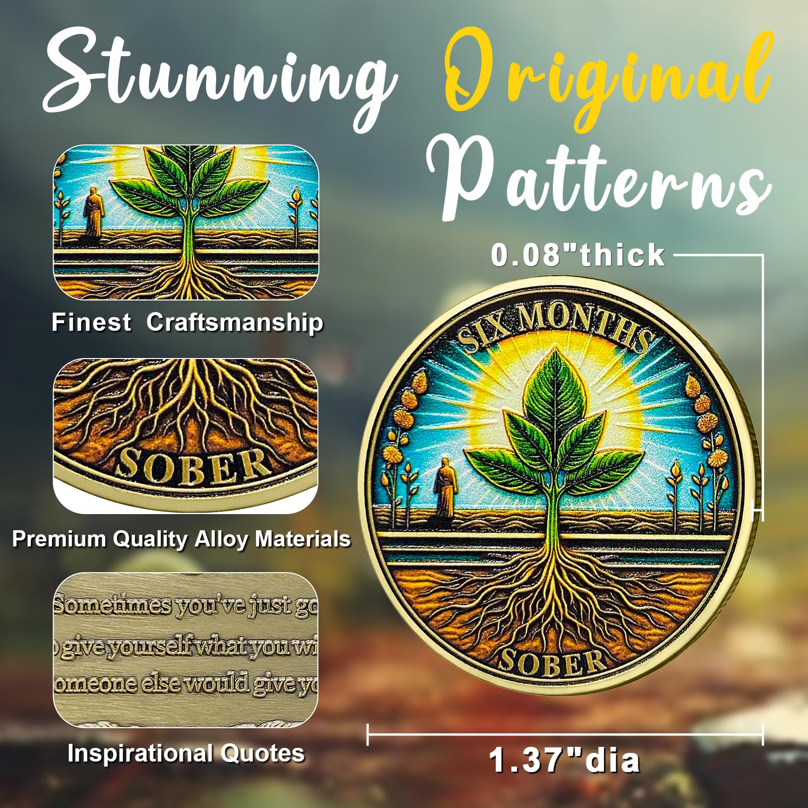 12Pcs AA Sobriety Coins Set - 1 to 12 Months Recovery Medallions for Alcoholics Anonymous, Addiction Recovery Gifts for Men & Women | Celebrate Milestones in Sobriety Journey (Ideal for AA Meetings, Anniversary Gifts & Personal Motivation)