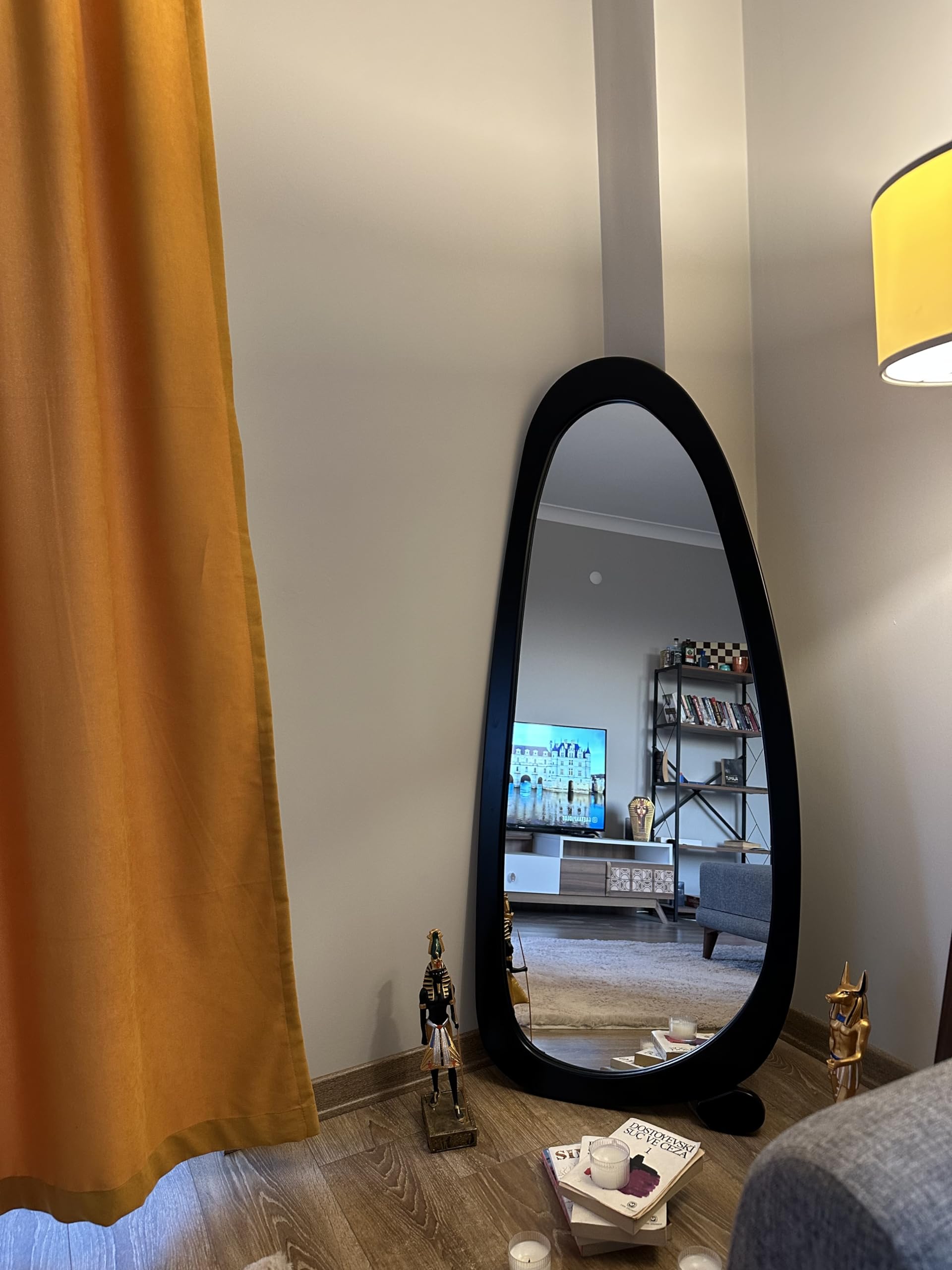 Handmade Wavy Full-Length Mirror with Unique Leg Design - 51