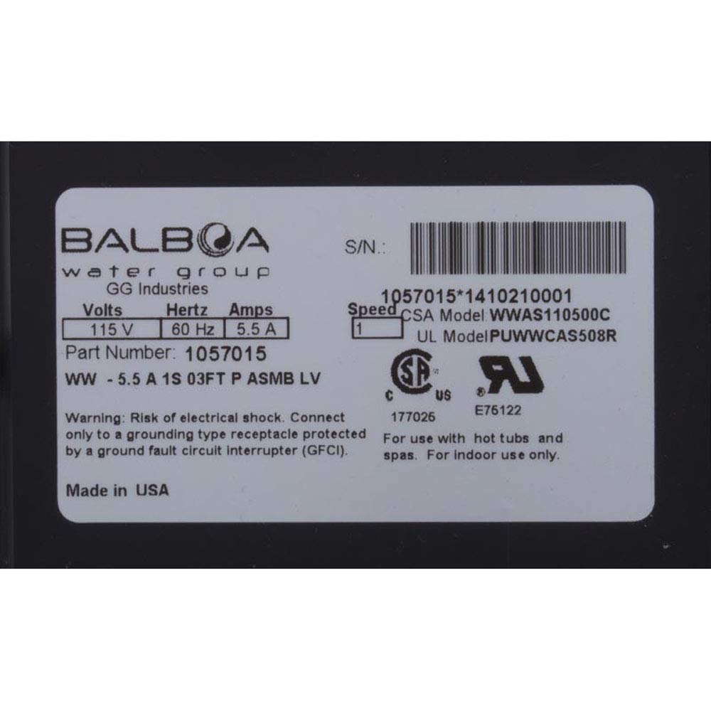 Balboa Water Group 5.5A Hot Tub Pump with Air Switch - Model 1057015 - Replacement Spa Pump for Relaxation & Hydrotherapy - Perfect for Home Spas and Backyard Jacuzzis