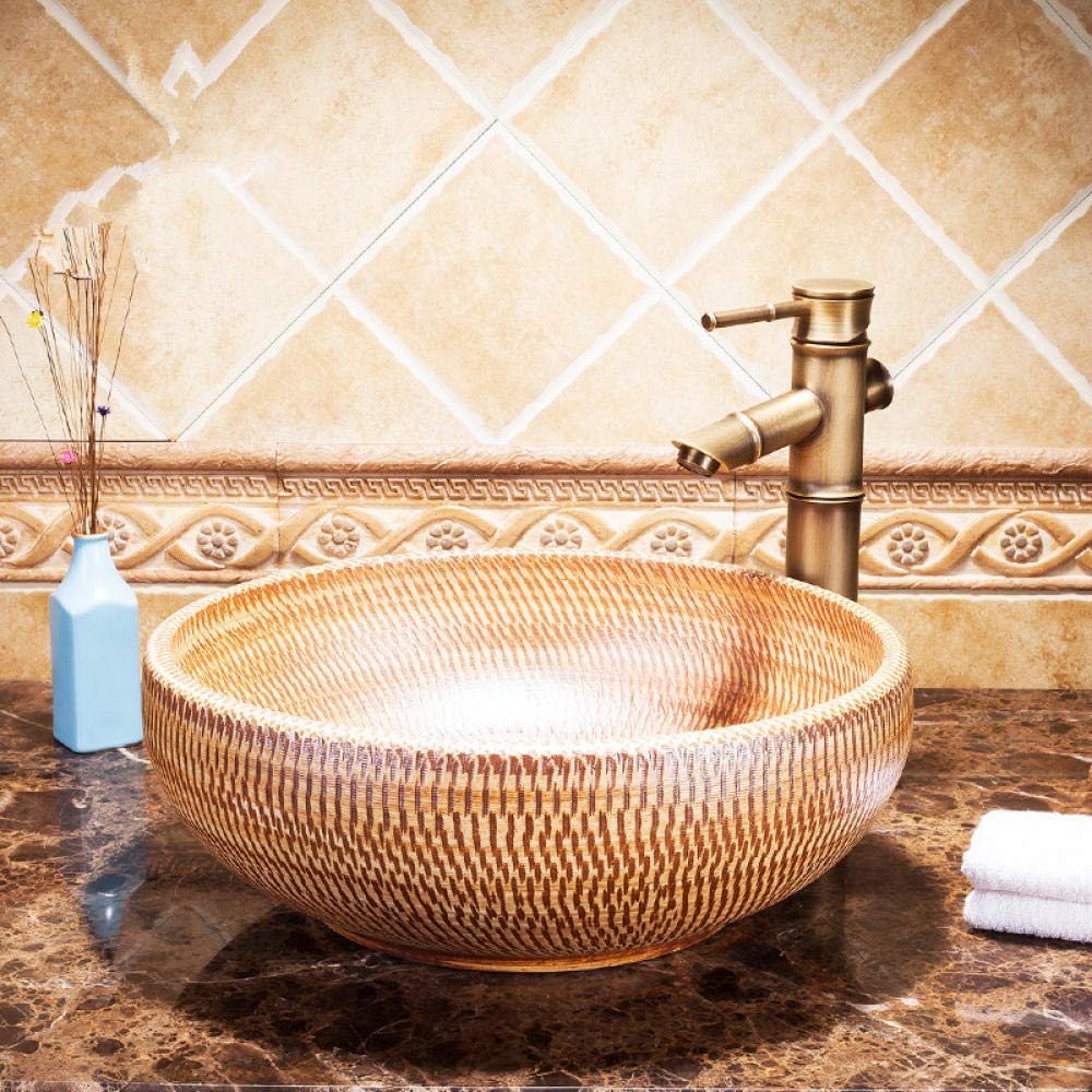 NOALED Round Ceramic Countertop Basin - Above Counter Bathroom Sink for Modern Vanity | Perfect for Small Bathrooms, Powder Rooms & Guest Baths