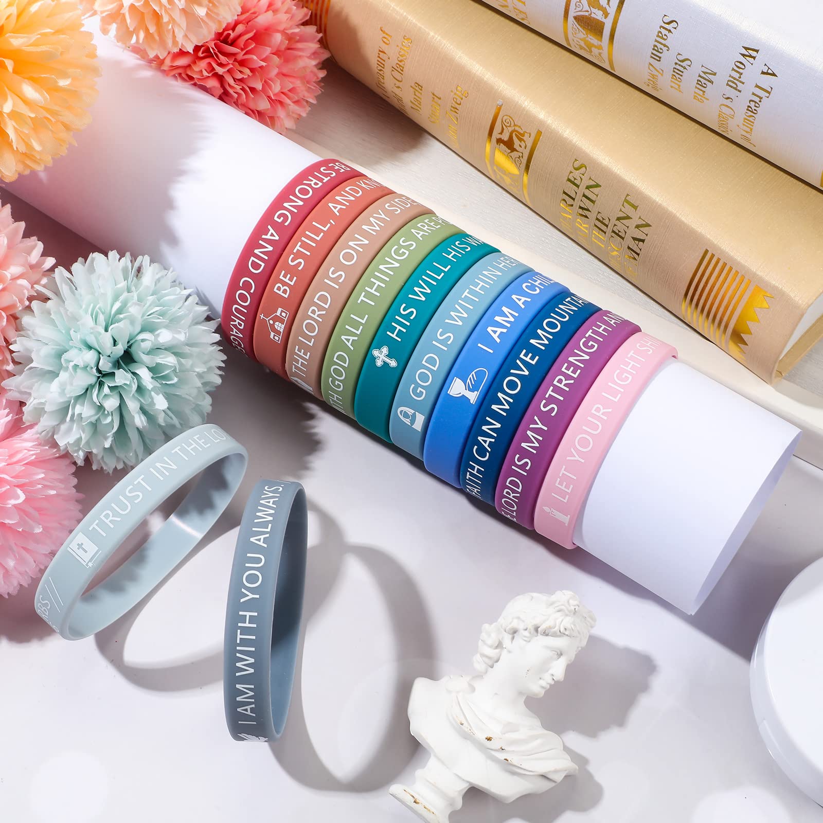 60 Pcs Christian Silicone Bracelets with Bible Verses - Inspirational Wristbands for Men, Women & Teens - Perfect for Church & Daily Wear