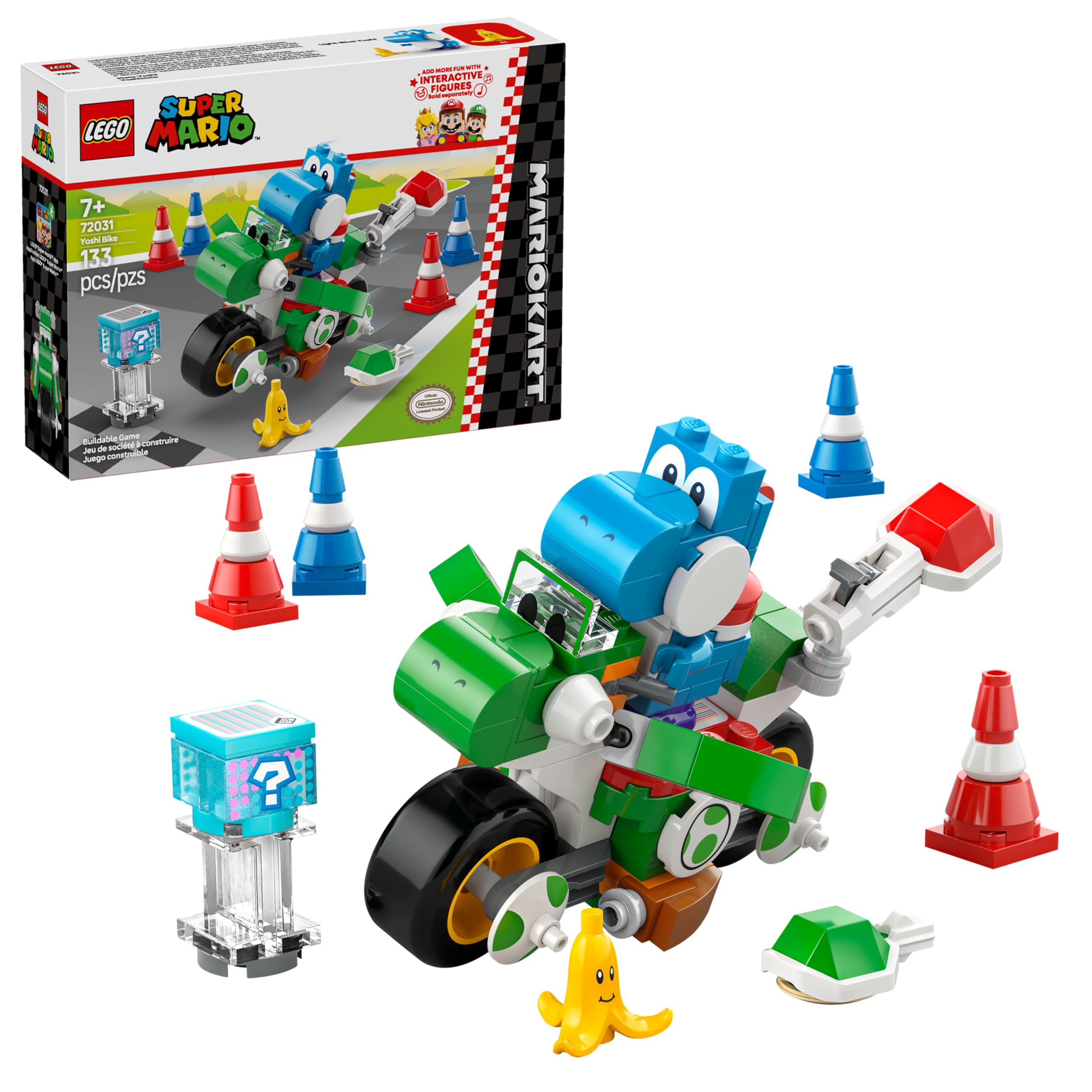 LEGO Super Mario Mario Kart Yoshi Bike Building Toy Set - 72031 for Kids Ages 7+ | Blue Yoshi Character | Perfect Birthday Gift for Boys & Girls | Fun Racing Game & Creative Play Scenes