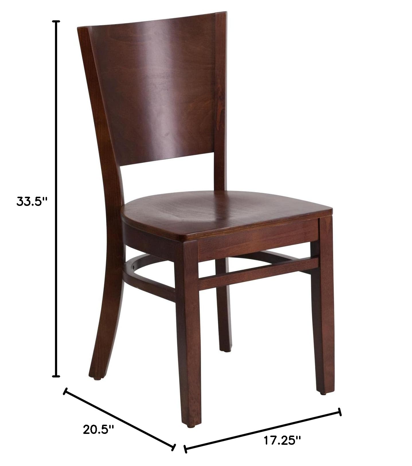 Flash Furniture Lacey Series Solid Back Walnut Wood Restaurant Chair - Elegant Dining Chairs for Restaurants, Cafes & Home Kitchens - Durable Wooden Seating with Comfortable Back Support