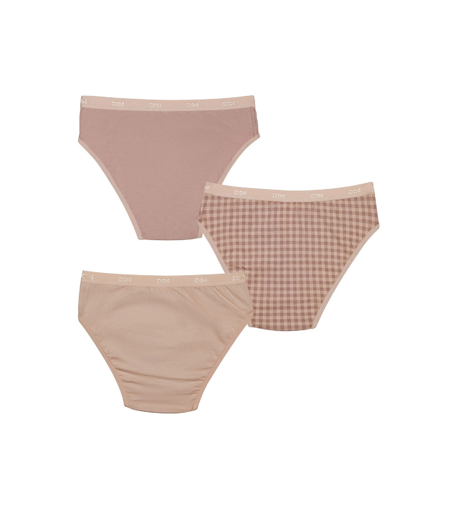 3 Pack Girls Cotton Stretch Underwear - Mauve Gingham Print with Pockets | Soft & Breathable for School, Play & Everyday Comfort