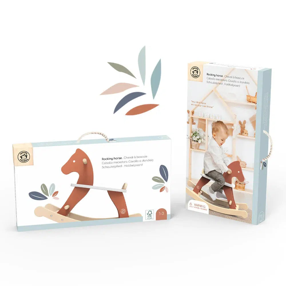 Speedy Monkey Wooden Rocking Horse - Classic Handcrafted Toddler Rocking Toy for Kids | Perfect Nursery Decor & Imaginative Play Gift