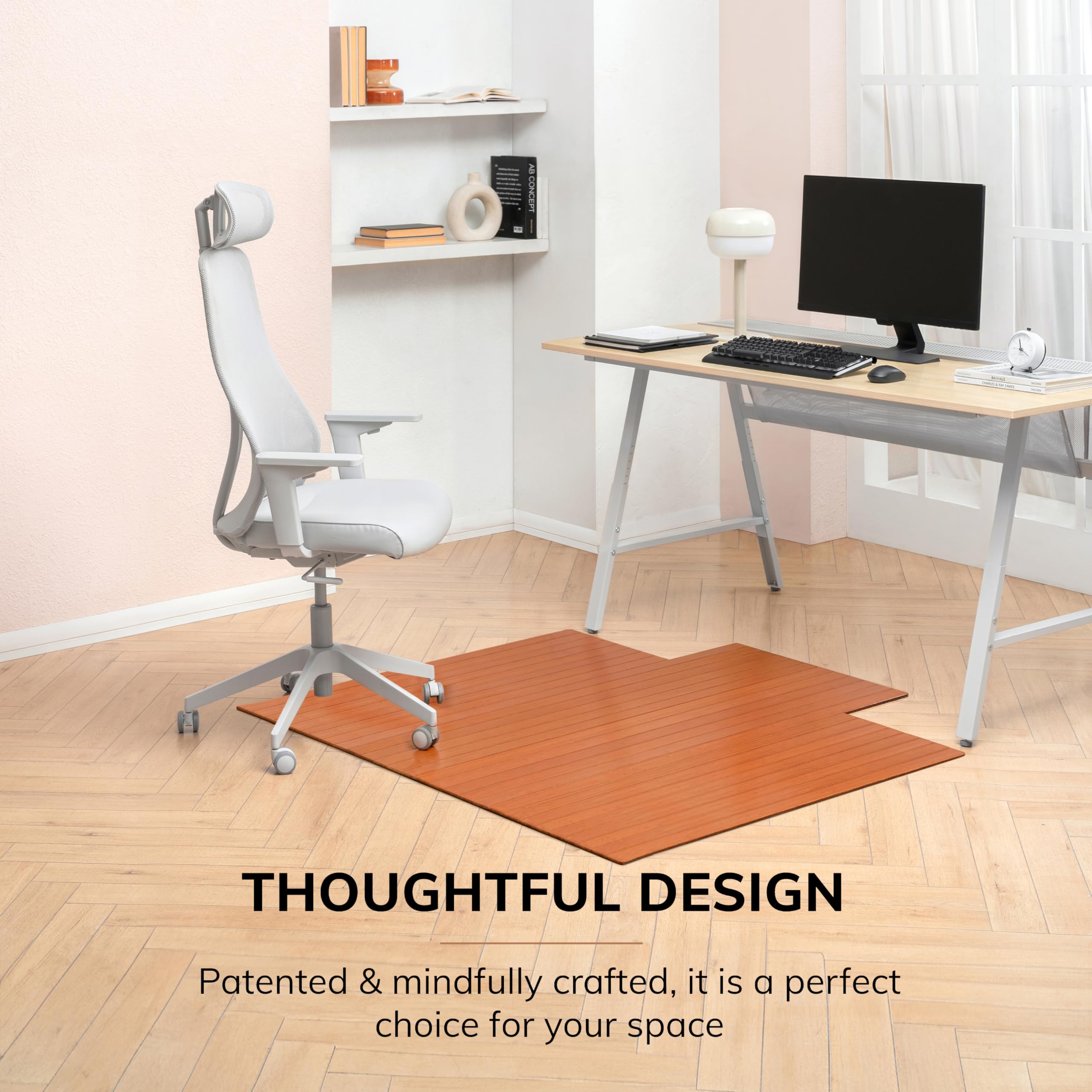 Premium Bamboo Chair Mat - 5mm Thick, Anti-Slip & Heavy Duty - Protects Hardwood Floors in Home & Office - Durable Floor Protector for Desk Chairs - Perfect for Workspaces, Gaming Rooms & Home Offices