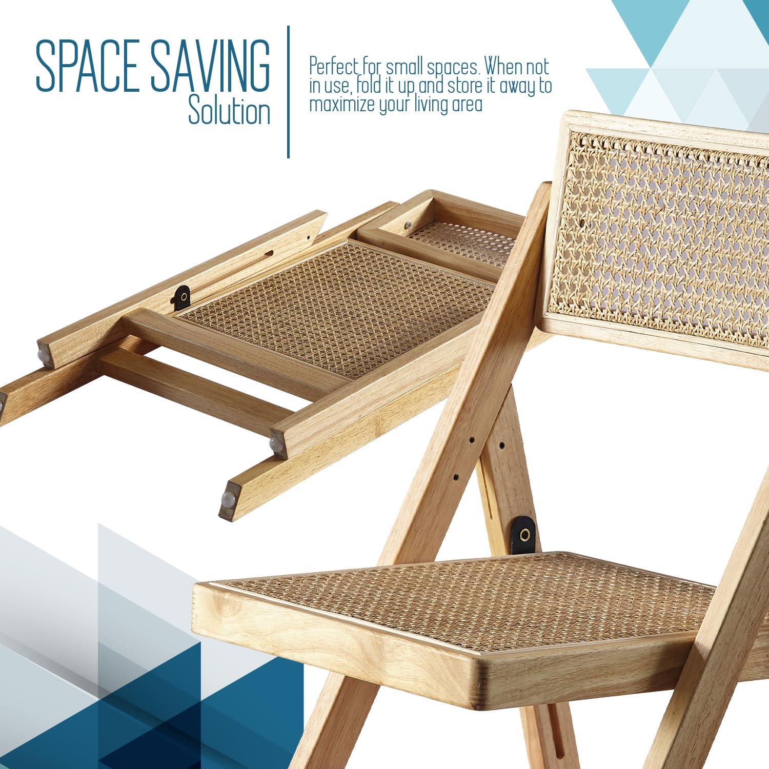 **Ibiza Rattan Chair Set of 2 – Natural Folding Outdoor Dining Chairs for Patio, Garden, Balcony | Modern Accent Chair for Living Room & Office | Foldable Space-Saving Design – Perfect for Small Spaces & Entertaining**
