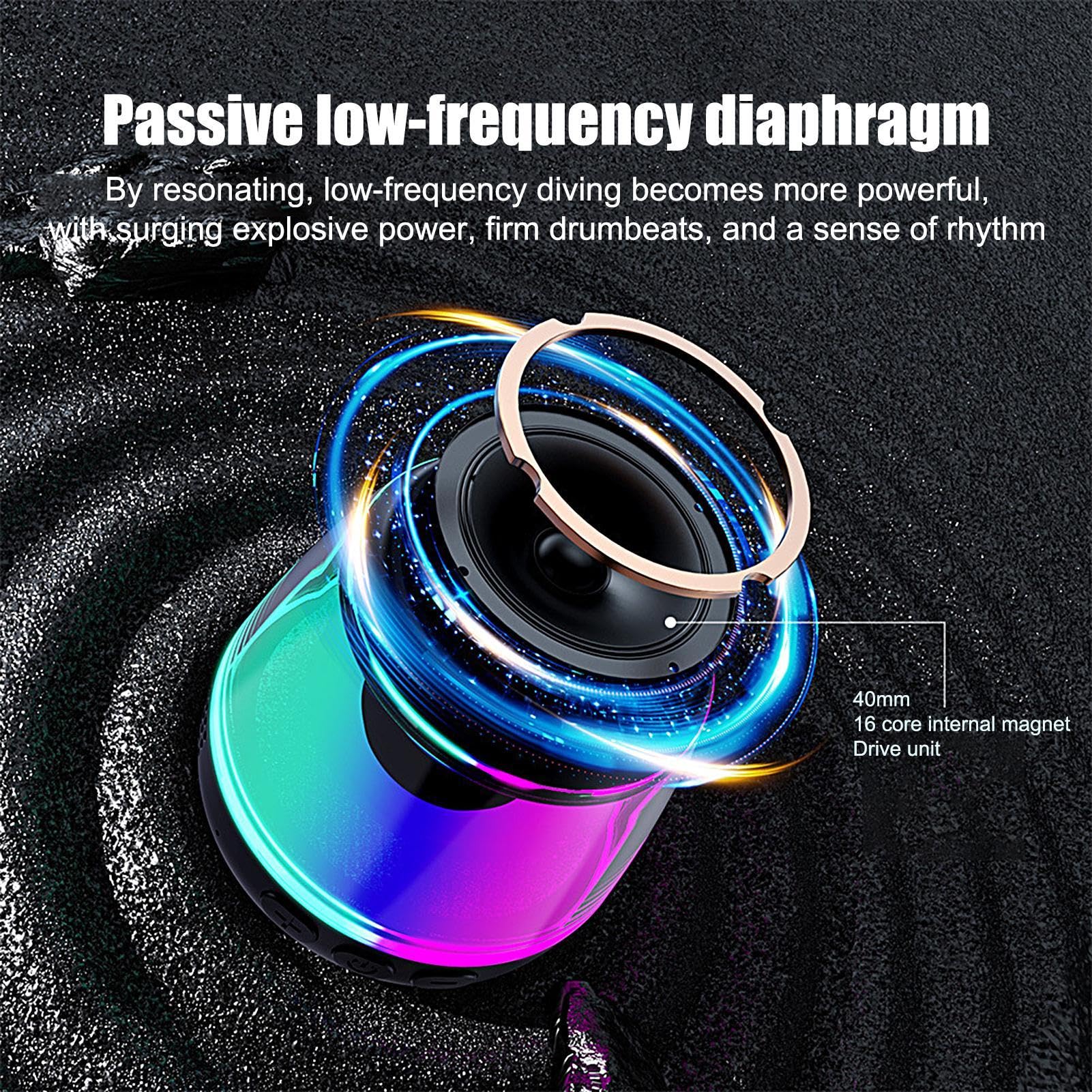 Portable Bluetooth Golf Speaker with Dynamic LED Lights & Magnetic Phone Stand - IPX5 Waterproof, Loud Sound for Outdoor Activities, Parties, Kayaking, and Kids Play