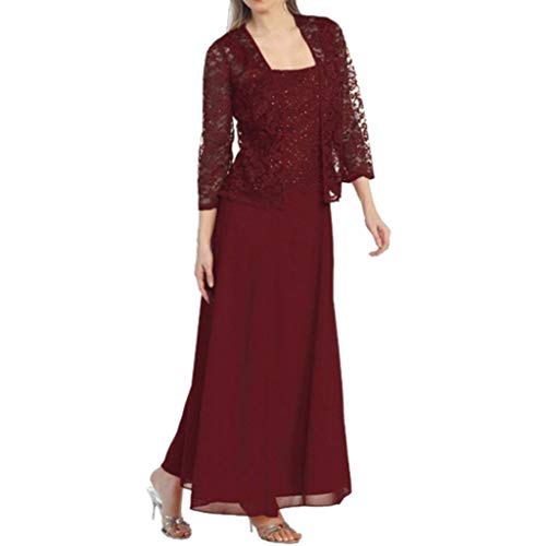 Plus Size Women's Hollow Out Lace Patchwork Casual Long Dress with Loose Hem - Elegant Wine Red Flowy Maxi Dress for Beach, Party & Summer Outfits
