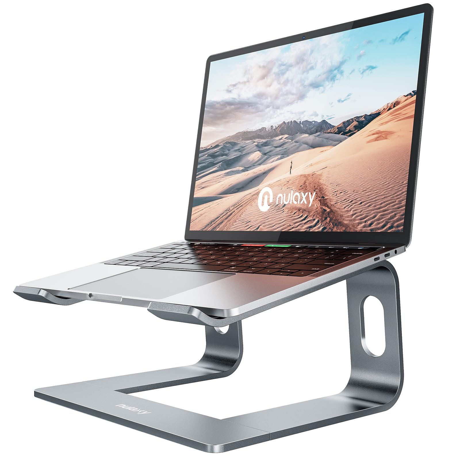 Nulaxy Ergonomic Aluminum Laptop Stand with Cooling Function - Adjustable & Portable Notebook Holder for MacBook Air Pro, Dell XPS, Lenovo (10-15.6 Inch) | Perfect for Home Office, Gaming & Travel Use