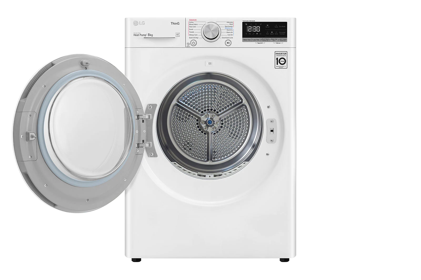 LG DVH5 08W 8kg/17.6lb Energy Efficient Heat Pump Dryer with Inverter Control - Perfect for Small Apartments & Eco-Friendly Homes