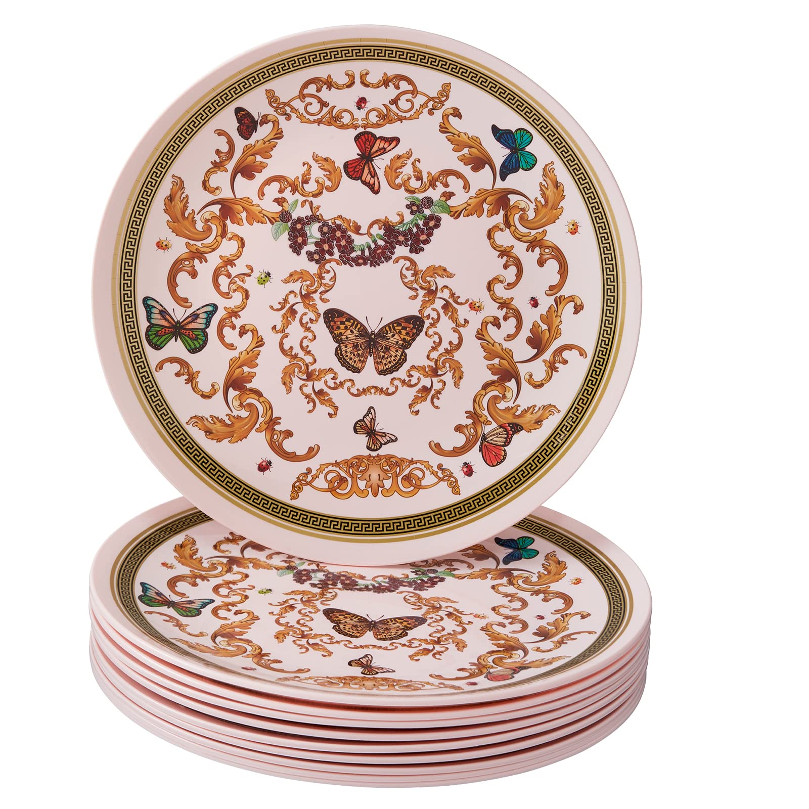 Butterfly Garden Plastic Dinner Plates for Party (10 Pack) - Heavy Duty Disposable Dinnerware Set 10.25