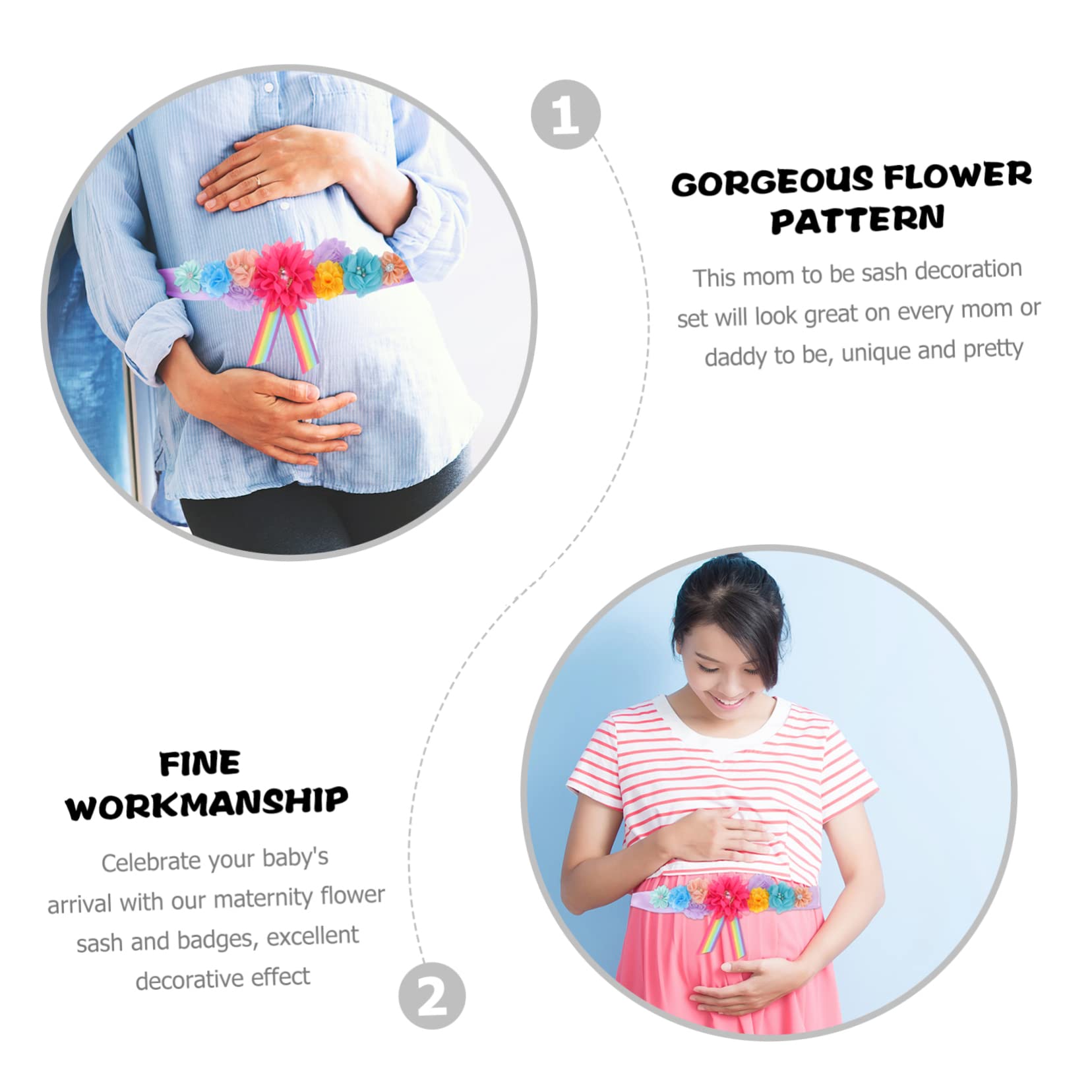 ORFOFE Maternity Belly Band & Flower Sash Set - Gender Reveal, Baby Shower Accessories for Pregnant Women - Comfortable Pregnancy Support for Everyday Wear & Special Occasions