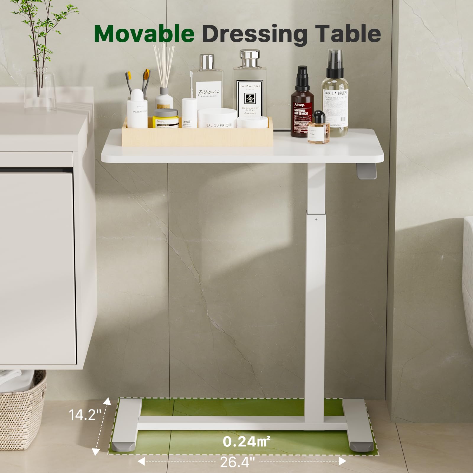 Adjustable Mobile Standing Desk with Wheels - 27.5