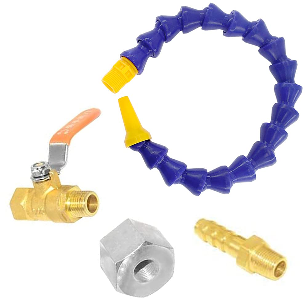 Joywayus 1/4PT Thread Adjustable Magnetic Base Coolant Hose Nozzle - Acetal Copolymer Round Spray Nozzle for Oil & Water Coolant Systems - Perfect for CNC Machines, Lathes, and Industrial Cooling Applications