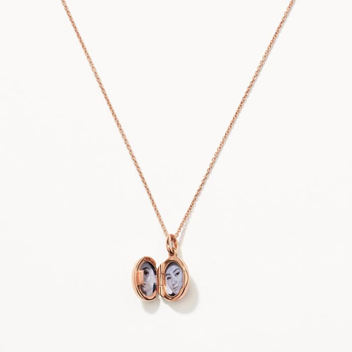Personalized Rose Gold Engravable Oval Mini Locket Necklace - Perfect Gift for Anniversary, Valentine's Day & Mother's Day