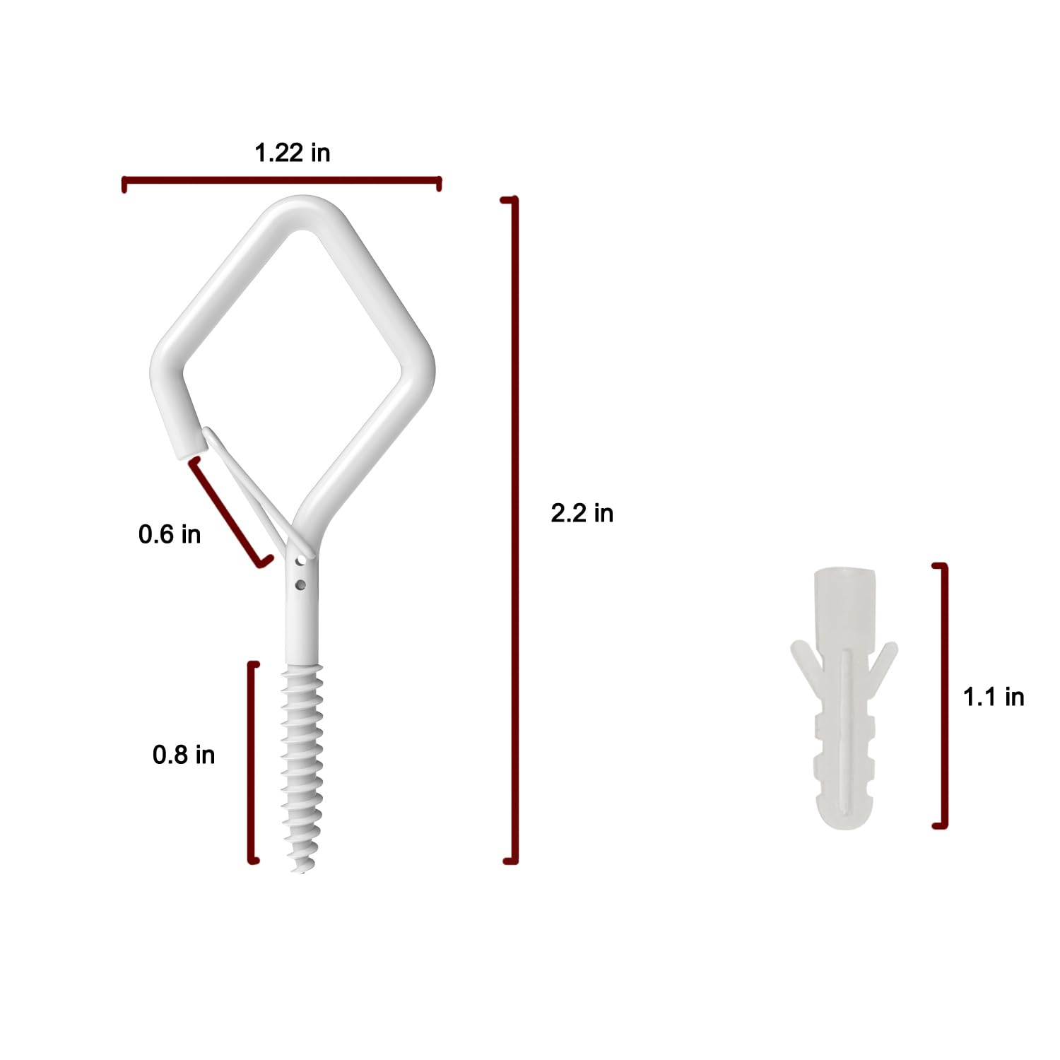 10-Pack Heavy Duty Screw-In Hooks with Safety Buckle - 2.2