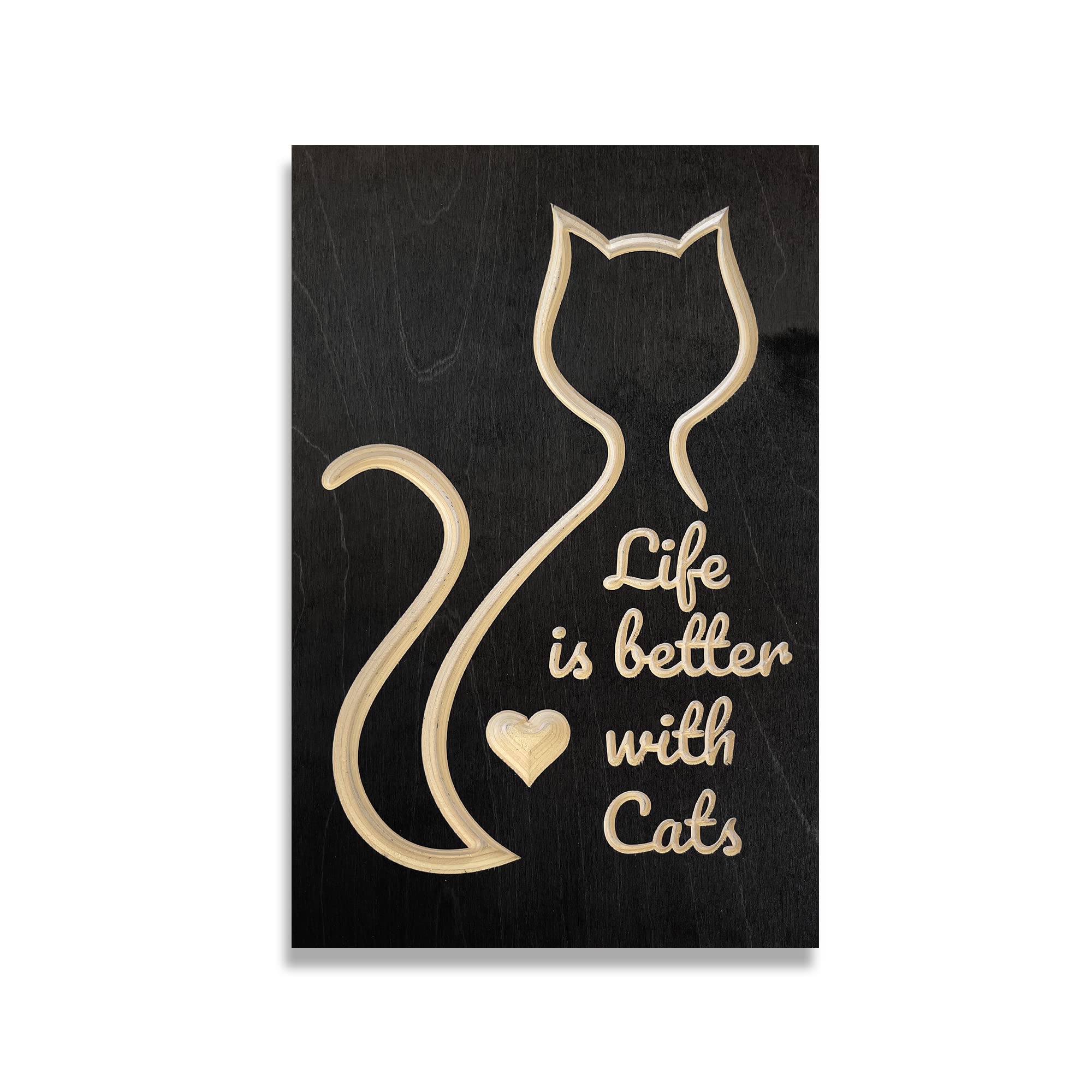 Funny Cat Bathroom Decor - Cute Wooden Wall Sign for Cat Lovers, 12x8 Inch Home & Office Wall Art - Perfect Gift for Pet Owners & Cat-Themed Room Decor