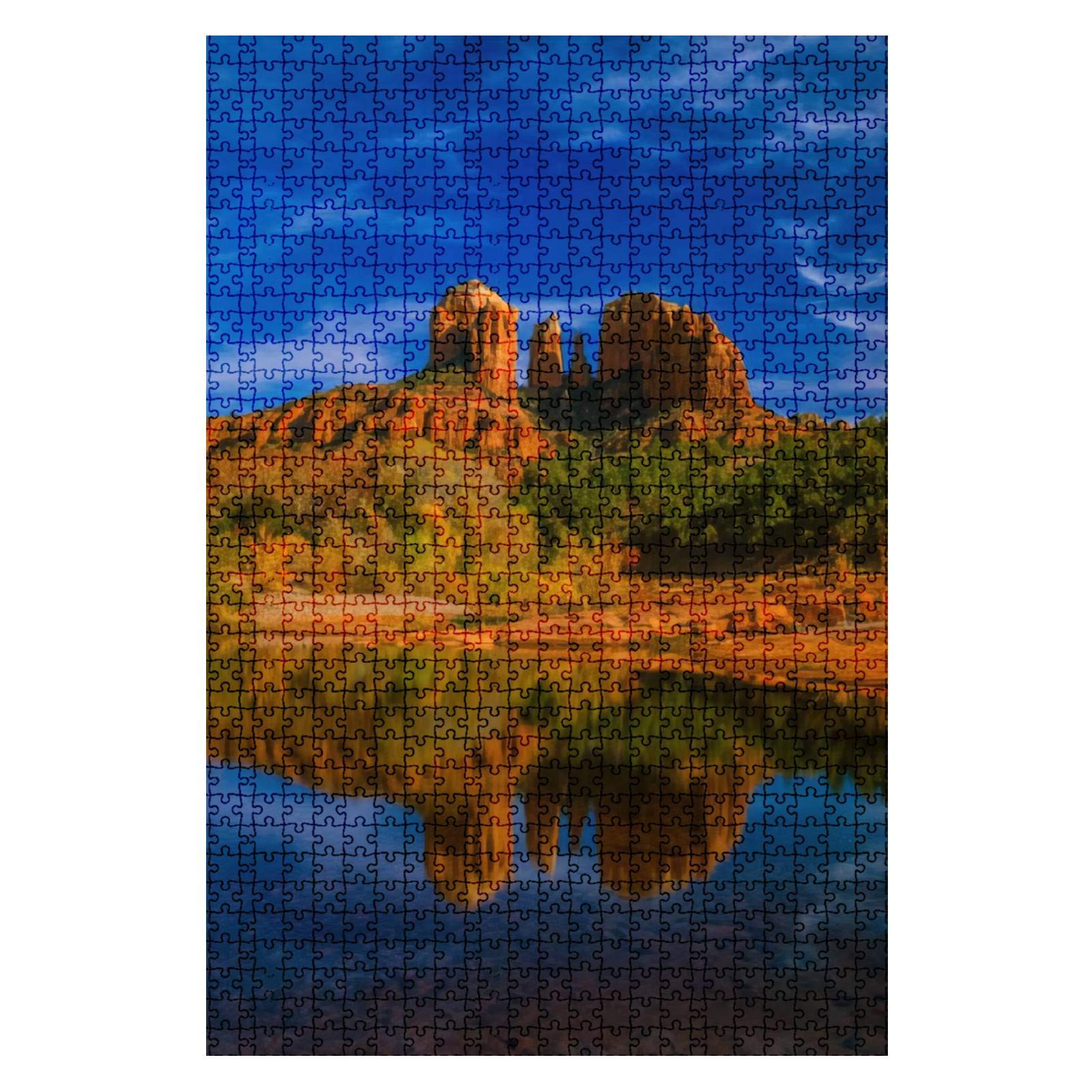 1000-Piece Wooden Jigsaw Puzzle - Red Rock Crossing Park & Oak Creek at Dusk Sedona Arizona | Fun & Challenging Board Puzzle for Adults & Kids | Large DIY Educational Game Toy | Perfect Gift & Home Decor | Great for Family Game Night & Stress Relief