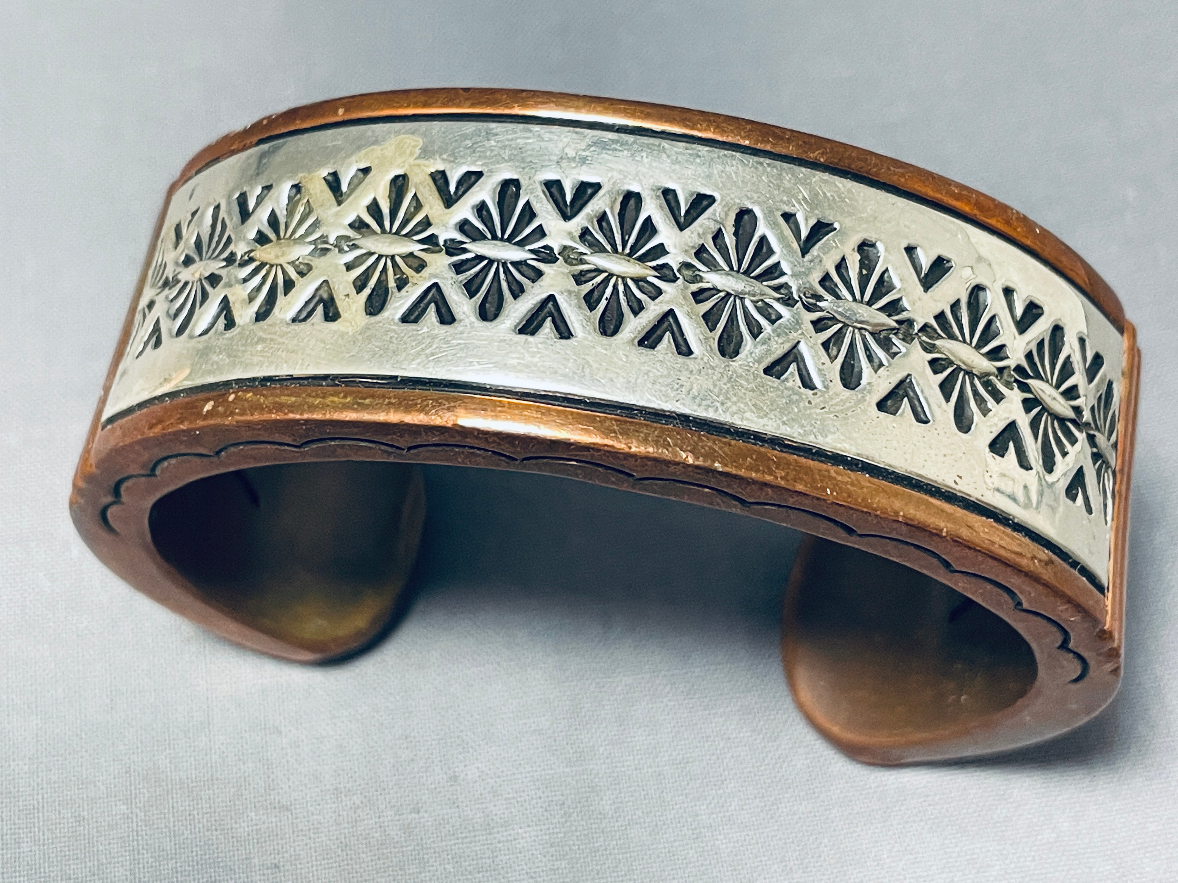 Vintage Navajo Sterling Silver & Copper Jon Nez Bracelet - 241g Handmade Native American Jewelry for Women & Men - Perfect for Boho Fashion, Gift Giving & Cultural Events