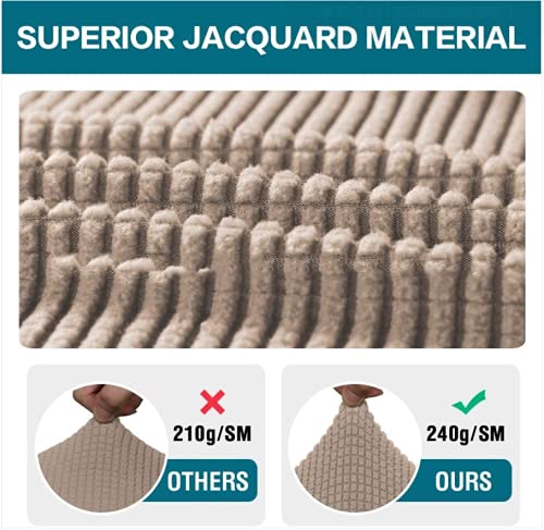 Stretch Armrest Covers - 2pcs Spandex Jacquard Sofa Slipcovers for Chairs, Couches & Recliners (Khaki) | Perfect for Home, Office & Living Room Furniture Protection