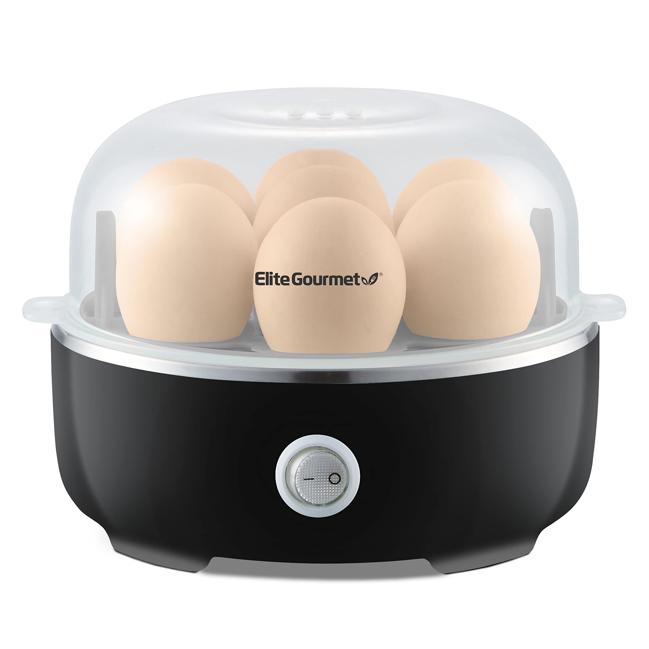 Elite Gourmet EGC115B Electric Egg Cooker - 7 Egg Capacity for Soft, Medium, Hard Boiled Eggs | Auto Shut-Off & BPA Free | Includes Measuring Cup | Perfect for Breakfast, Meal Prep & Keto Diet (Classic Black)