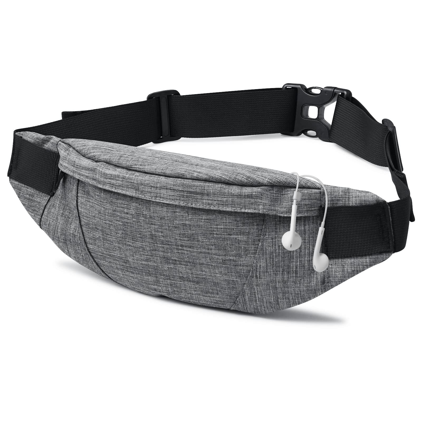 MAGIMODAC Sport Fanny Pack for Men & Women - Lightweight Running Waist Pack with 3 Zipper Pockets, Crossbody Jogging Belt Bag for Phone & Essentials (Grey) - Perfect for Gym, Hiking, Travel & Outdoor Activities
