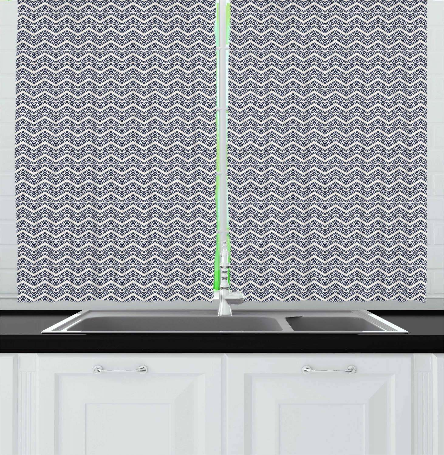 Ambesonne Victorian Kitchen Curtains - Geometric Floral Pattern Window Drapes, 2 Panel Set 55