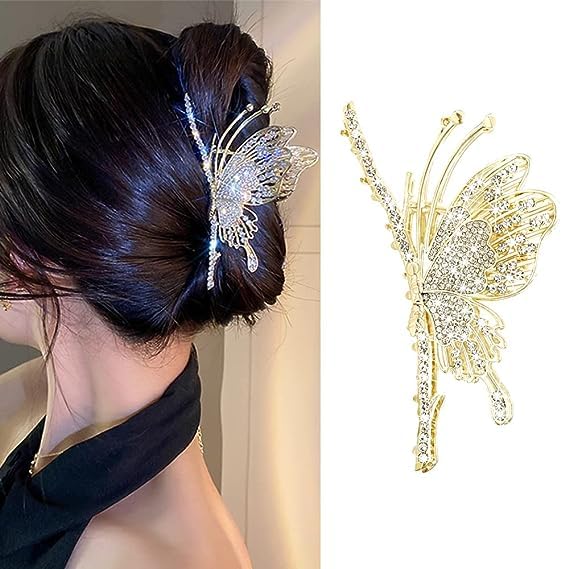 Korean Fan-Shaped Long Tassel Hair Clip - Vintage Gold & Black Metal Hair Claw with Pendant - Retro Hair Accessories for Women | Perfect for Parties, Weddings & Everyday Styling