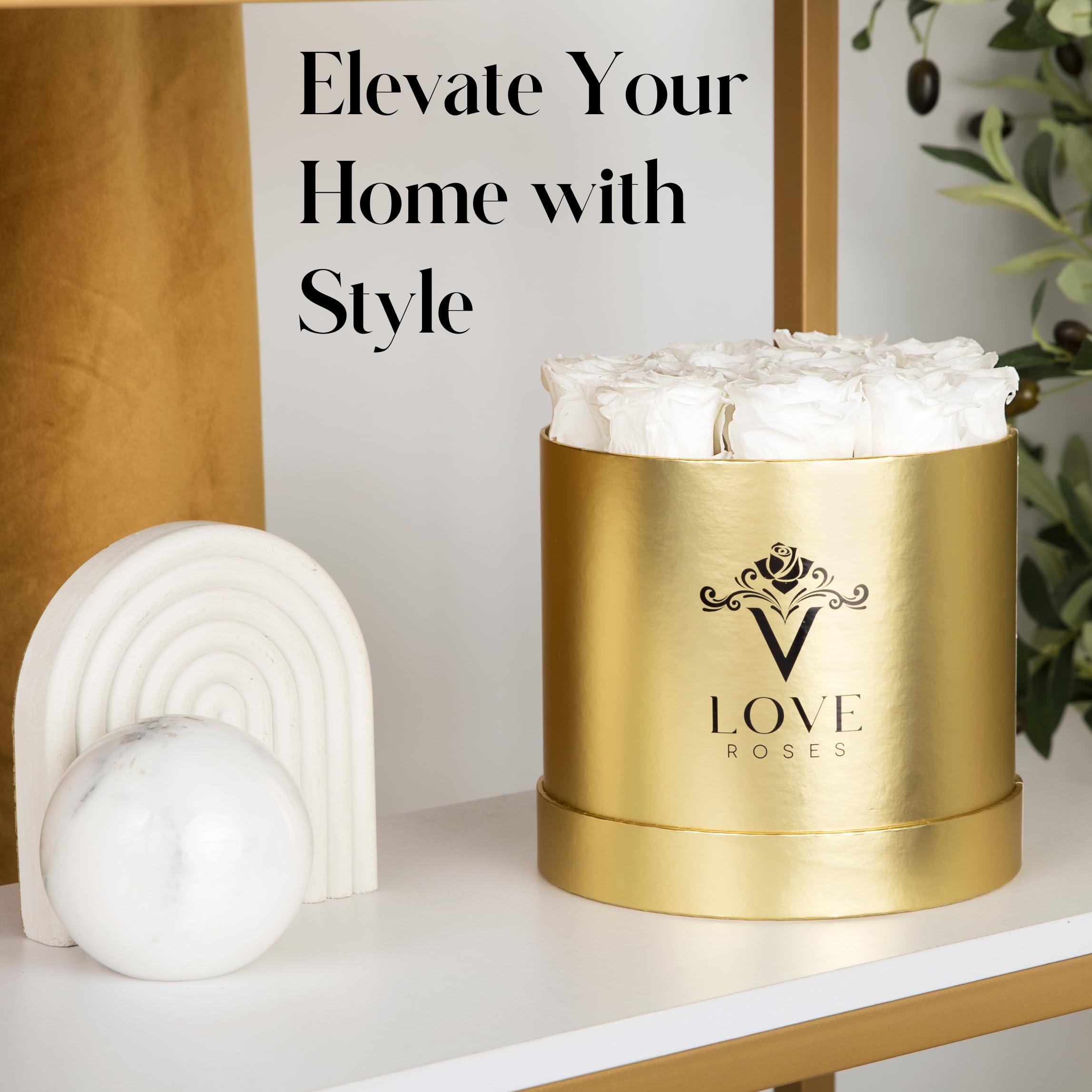 VLove® Forever Roses in a Box - Real Preserved Roses That Last 1 Year | Natural Eternal Flowers Gift for Anniversary, Valentine's Day & Wedding | Luxury Rose Display for Home Decor & Romantic Surprises