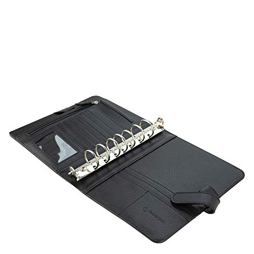 FranklinCovey Anna Leather Snap Binder - Classic Onyx Color | Professional Organizer Binder for Business, School & Office Use | Durable Leather Portfolio for Documents & Notes