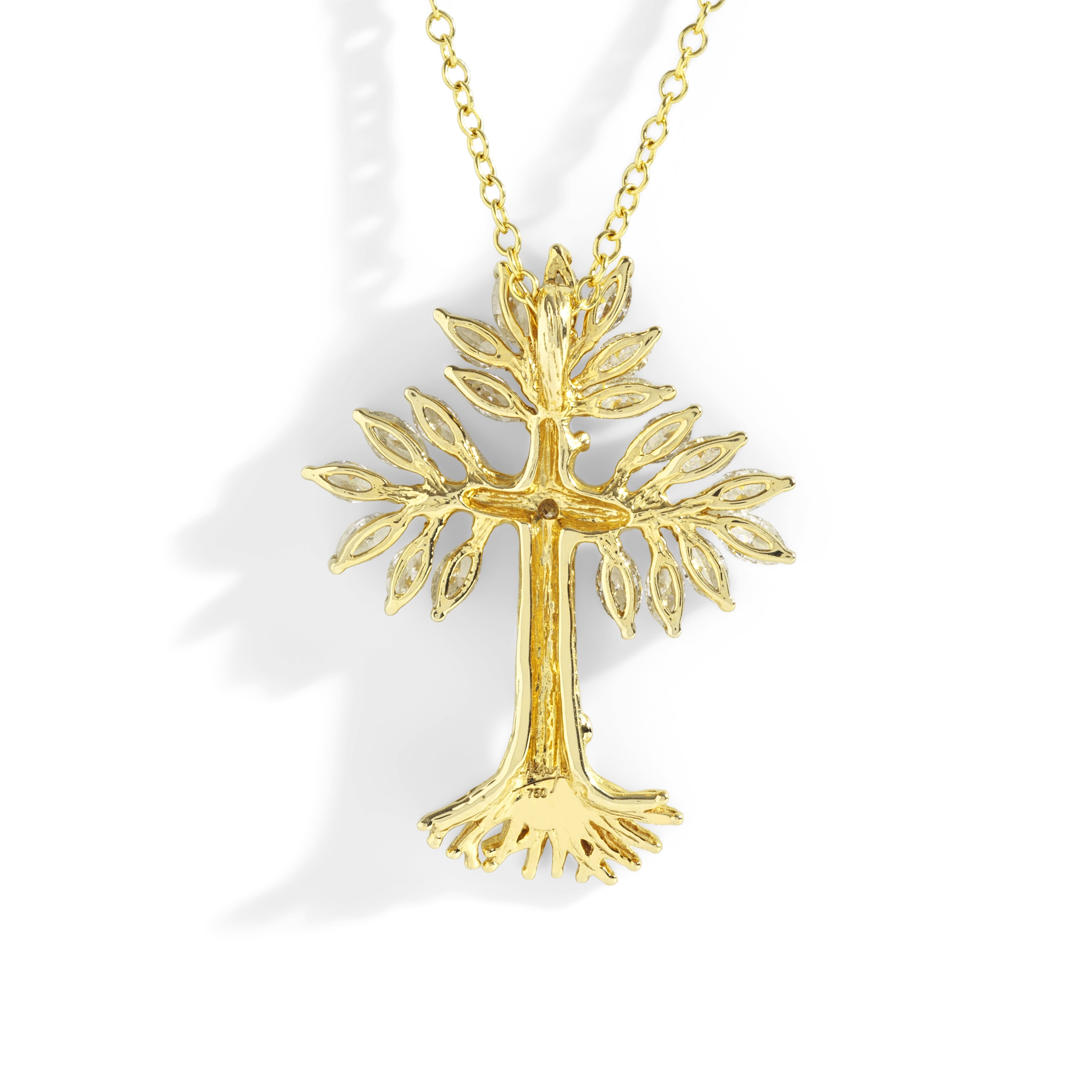 Armenian Tree of Life 25mm Cross Pendant Necklace with Diamonds - 14K Gold Religious Jewelry for Women - Perfect for Baptism, Wedding & Everyday Wear