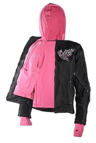 Women's Lightweight Textile Jacket with Pink Hoodie & Butterfly Print - Casual Outerwear for Spring/Fall, Perfect for Daily Wear, Outdoor Activities & Travel