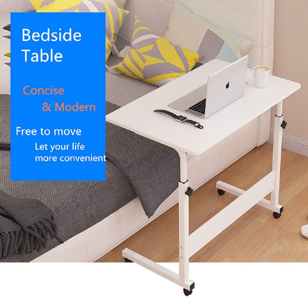 Adjustable Height Rolling Side Table with Wheels & Baffle - 32